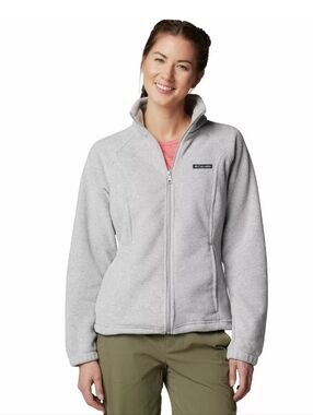 Columbia Benton Springs Light Gray Full-Zip Teddy Fleece Jacket Size M